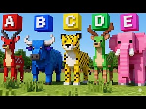 Minecraft ABC Animals Song | Nursery Rhyme for Kids - Learn Animal Names and Sounds
