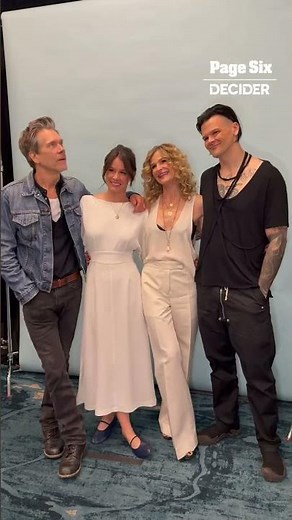 Kyra Sedgwick and Kevin Bacon pose with their kids, Sosie and Travis Bacon, at SXSW