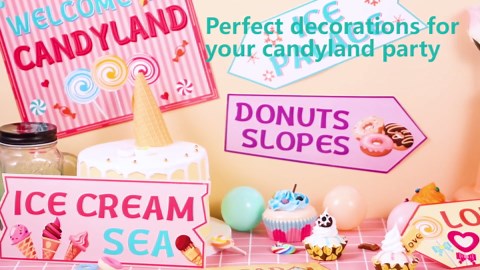 Gejoy 20 Pieces Candyland Party Decorations Candyland Trunk or Treat Car Decorations Kit Candy Land Backdrop Signs for Halloween Christmas Party Decor (Cardstock)