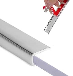 Peel and Stick Vinyl Corner Trim，20FT L-Shape Tile Outside Corner Molding Vinyl Trim Tile Exterior Moulding Trim Edges Furniture Decoration （0.49IN*0.29IN Silver）…
