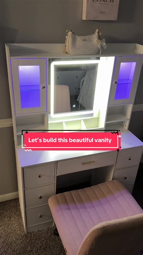 Building her brand new vanity 🤍 #vanityideas #vanitysetup #beauty #makeup #girlythings