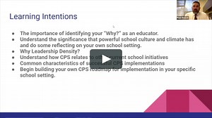 School Implementation of CPS: Building leadership density & a positive culture
