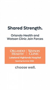 Orlando Health and the high-quality physicians at Watson Clinic are expanding access to award-winning specialty care for patients in Polk County and beyond. This exciting collaboration is highlighted by a state-of-the-art hospital opening in 2026. A new day in healthcare is on the horizon. #OrlandoHealth #ChooseWell | Orlando Health