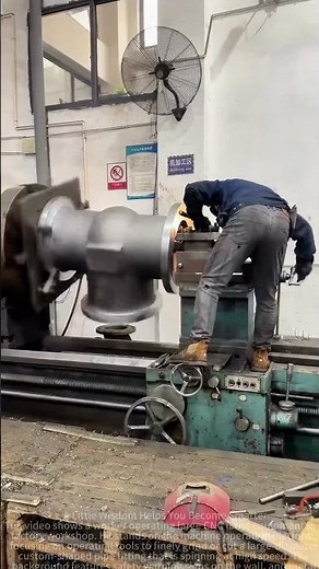 Worker Operates Precision Machine in Mid-Air: How to Handle Large Spinning Machinery?