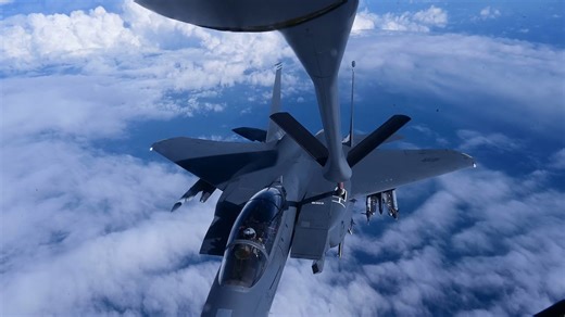 Fighters Refuel in Midair Above the North Sea