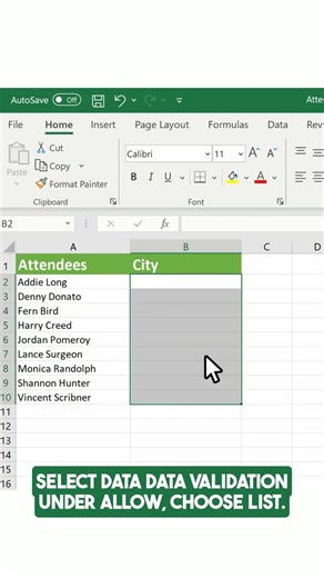 🎯 Excel: Create a Drop Down List to Improve Data Quality!