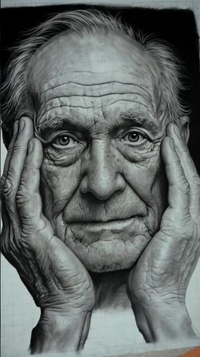🔥hyper realistic old man face😱 charcoal drawing #charcoalart #oldmanfacedrawing #hyperrealism #short