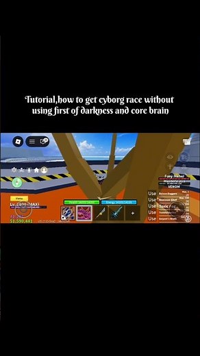Tutorial how to get cyborg race without using fist of darkness and core brain #bloxfruits #roblox