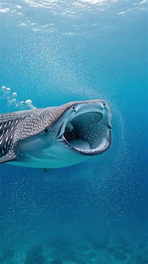 Whale Shark Filters Tiny Plankton With Its Giant Mouth