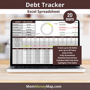 Debt Tracker Excel Spreadsheet - 20 Debts