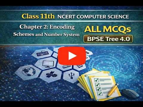 Complete MCQ CHAPTER 2 ENOCIDING SCHEMIES AND NUMBER SYSTEM | NCERT Class 11 Computer Science