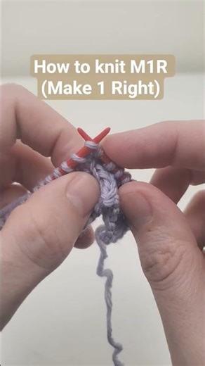 Knitting M1R (make 1 right) increase leaning to the right