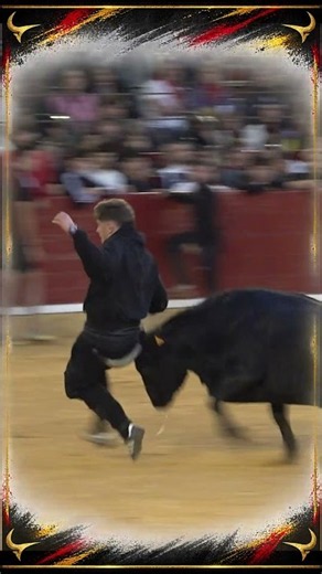 ¡SUBIÓ A LA TARIMA PARA CAZARLO! 😱🐂 #zaragoza #vaquillas #toros2026