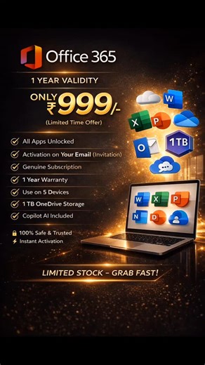 Rakhi Dmk on Instagram: "🔥⚡ Microsoft 365 with COPILOT (1 YEAR) ⚡🔥 📧 Own Email Activation | Private & Secure | Official 💼 Complete productivity + AI suite for work & personal use ✨ What You Get: ✔️ Microsoft 365 — 1 Year Access ✔️ Microsoft Copilot Included (AI inside Word, Excel, PowerPoint & Outlook) ✔️ Use on up to 5 devices simultaneously ✔️ Works on PC, Mac, iPhone, iPad & Android ✔️ 1 TB OneDrive secure cloud storage 🧩 Included Apps & AI Tools: ✔️ Word • Excel • PowerPoint • Outlook •