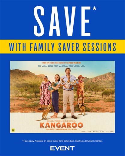 Bring the whole family to the movies and SAVE with our Family Saver Sessions! 🍿 If you're a Cinebuzz member, enjoy our special FAMILY SAVER pricing* on select family films before 5pm. Book your tickets now: https://bit.ly/FamilySaveratEventCinemas *T&Cs apply. See website for details. | Event Cinemas