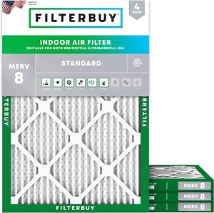 Filterbuy 28x30x1 Air Filter MERV 8 Dust Defense, Pleated HVAC AC Furnace Filter Replacement, 4-Pack