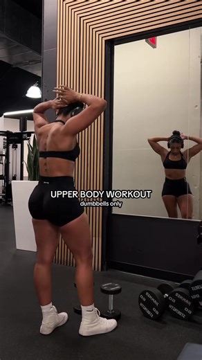 Dumbbell Only Upper Body Workout Build strength tone (Full Program 🔗 in bio) My program shows you step-by-step. #upperbodyworkout #dumbbellworkout #womensfitness #gymtips #fitnesstips