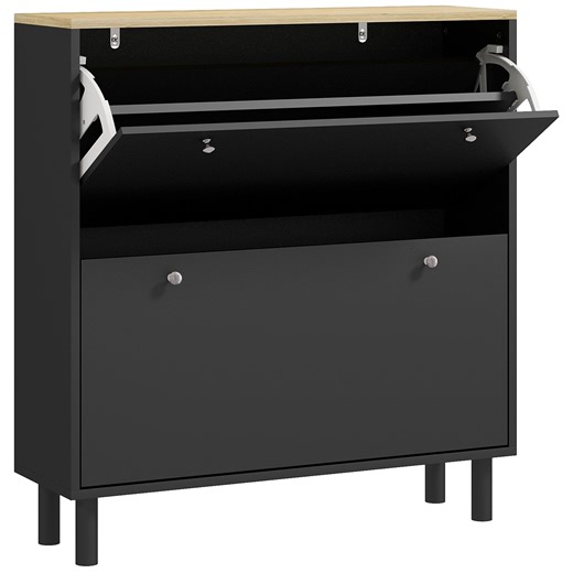 HOMCOM Narrow 2-Tier Shoe Storage Cabinet Organizer with Adjustable Shelves, Black | Canadian Tire