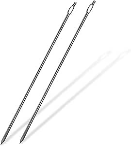 SpitJack Butchers Meat Trussing Needle. Cooking Needles for Lacing Roast Turkey, Chicken, Rotisserie Pig, Whole Hog, Lamb, and Pork Skin. SS, 7 inch. 2 Pack