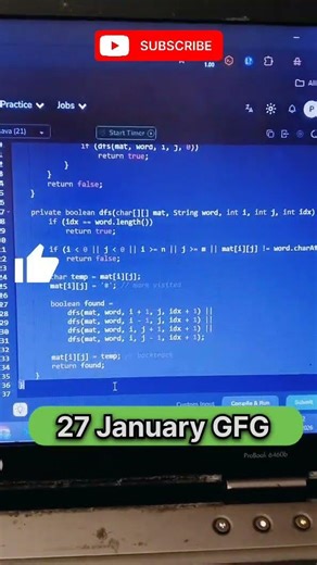 Word Search | GFG POTD 27 January 2026 | Backtracking + DFS #shorts #java #python #javascript #cpp