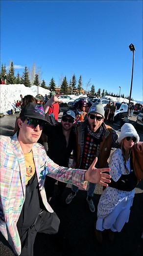 Bluebird day, good vibes, and only 1 broken arm. Gaper Day 2024 #jacksonhole #gaperday #tetonvillage #jacksonwy