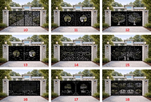 9 Modern Metal Gate Design Dxf Jpg (pack 2) | Laser Cut Gate Panels | CNC Plasma Fence Pattern | Digital Download - Etsy New Zealand