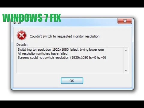 couldn't switch to requested monitor resolution WINDOWS 7 FIX