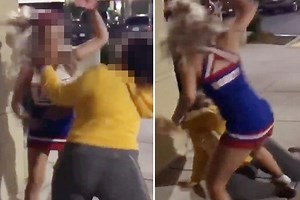 Cheerleader batters girl who punched her in the face after the athlete repeatedly told her she didn't want to fight