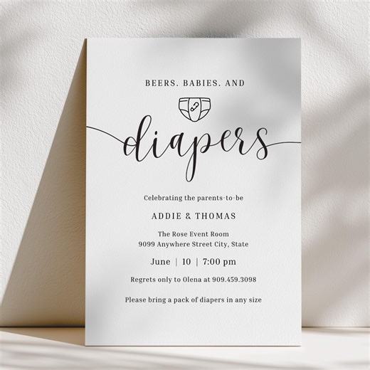 Diaper Keg Invitation, Beers & Babies, Diaper Party Invite: Editable Baby Shower Canva Template - Etsy
