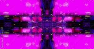 Virtual data on digital screen display, future technology and programming concept. Flying futuristic central processing unit. electronic circuitry within a computer. Seamless loop, 3D render