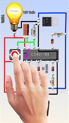 Simple 4 Step Brightness Controller Using CD4017 #shorts