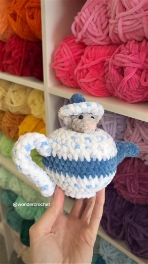 19K views · 488 reactions | let’s crochet a mouse in a teapot! this pattern will be out tomorrow! 𥳐 #crochet #plushies #amigurumi #crochetpattern #crochetinspiration | Wonder Crochet | Facebook