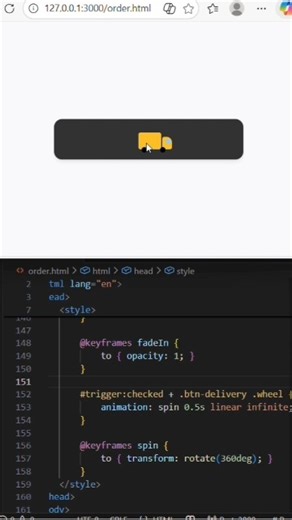 "Truck Delivery Button Animation | HTML CSS JavaScript | Delivery Tracking UI 🔥🚚"