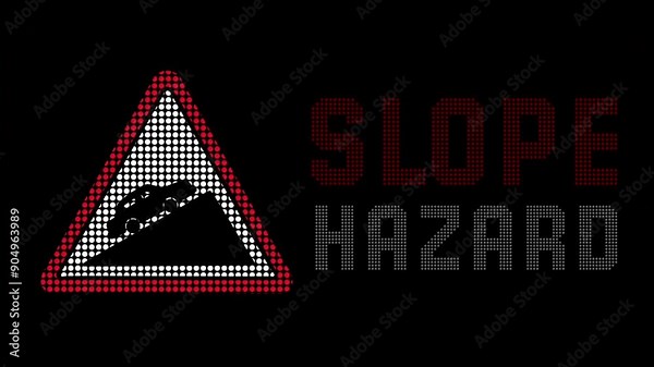 Slope Hazard Road Sign Digital Animation - High-Definition Animated Video Featuring a Dynamic 'Slope Hazard' Sign with Bold Motion Effects - Ideal for Traffic Safety, Road Alerts, and Hazard Warnings