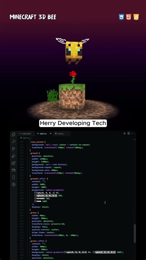 I Coded a 3D Minecraft Bee in 60 Seconds! 🐝✨#shortsvideo #shorts #viral #html5 #css3 #coding #3d