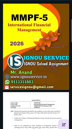 MMPF-5 Solved Assignment 2026 for January 2026 and July 2026 sessions #ignou #ignouassignment #ignousolvedassignment #ignou2026 #ignouservice | IGNOU Service