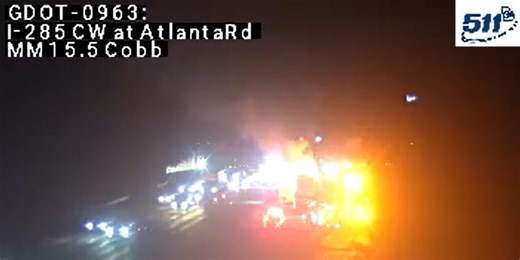 Lanes closed on I-285 after tractor trailer, motorcycle collide, Cobb County police say