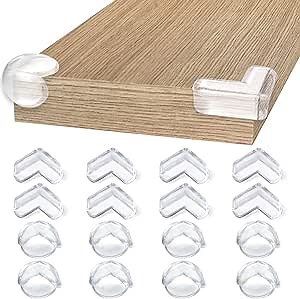 16Pcs Baby Corner Protectors, Child Proofing Corner Guards, Anti Collision Safety Table Bumper, Pre-Taped Upgrade Strong Adhesive Corner, Prevent Kids Head Injuries Desk and Furniture Sharp Corners