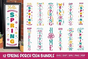 Spring Porch Sign SVG Bundle: Frühling Vertikal Willkommen Front, Outdoor Decor Designs - Etsy.de