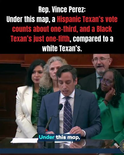 Under this map, a Hispanic Texan’s vote counts about one-third, and a Black Texan’s just one-fifth, compared to a white Texan’s. #txlege | Texas Democratic Party
