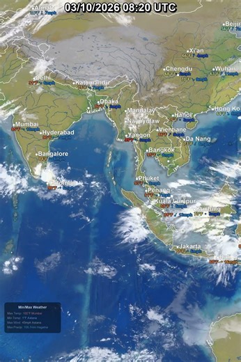 India & Southeast Asia 24 Hour Satellite Weather | March 10, 2026 #shorts