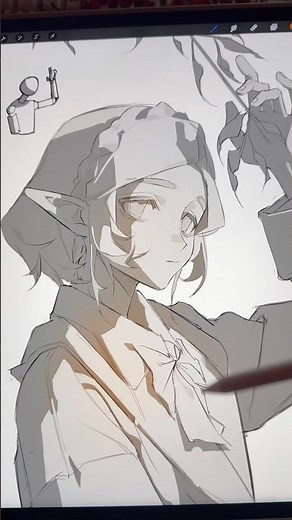 Try drawing light and shadow using this method. #digitalanimeart #art #digitaldrawing #drawing #i...