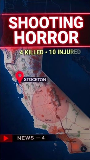California Shooting Chaos: 4 Dead, 10 Injured – Stockton Massacre Shocks Nation! #shorts #shortvideo