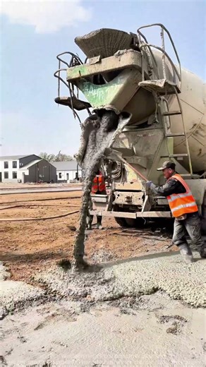 Heavy Machinery in Action! How a Concrete Truck Paves the Ground