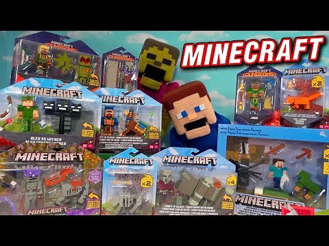 Minecraft NEW FIGURES!!! Caves & Cliffs, Dungeons Gift Set Playsets Mattel Unboxing 2022