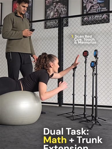 This reactive trunk extension drill challenges lumbar extensor endurance while adding a math-based sequencing task. The athlete must maintain spinal control, process visual stimuli, and make a correct decision under time pressure. We’re targeting: ✔ Trunk extensor activation ✔ Dynamic postural control ✔ Cognitive load tolerance ✔ Reaction time Join us at #aptacsm2026 2026 — Exhibition Hall, Booth #264. Stop by and discover more ways to integrate cognitive load and real-time decision-making into 