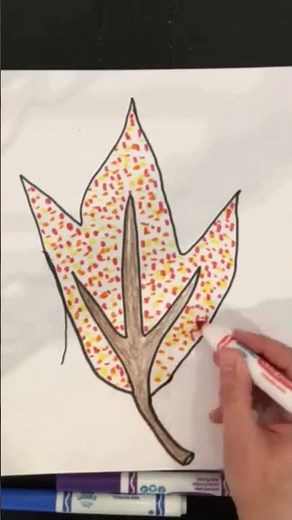 Georges Seurat Fall Leaf Lesson in Pointillism #artforkids #drawingtutorials #drawing #pointilism