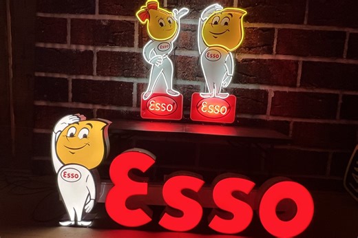 No Reserve: Three Illuminated Esso Signs