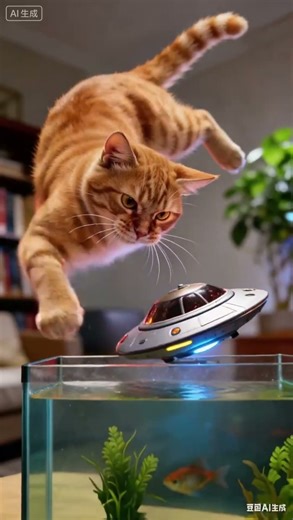 My cat just stopped an Alien Abduction! 🛸🚫🐟 #Hero #funny #animals #cat #Slap #catlogic #shorts