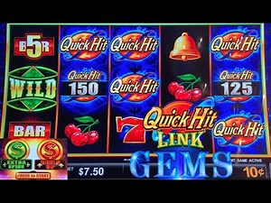 NEW! Quick Hit Link Gems slot play! Double Bonus! 7 Quick Hits jackpot! High Limit Slots!